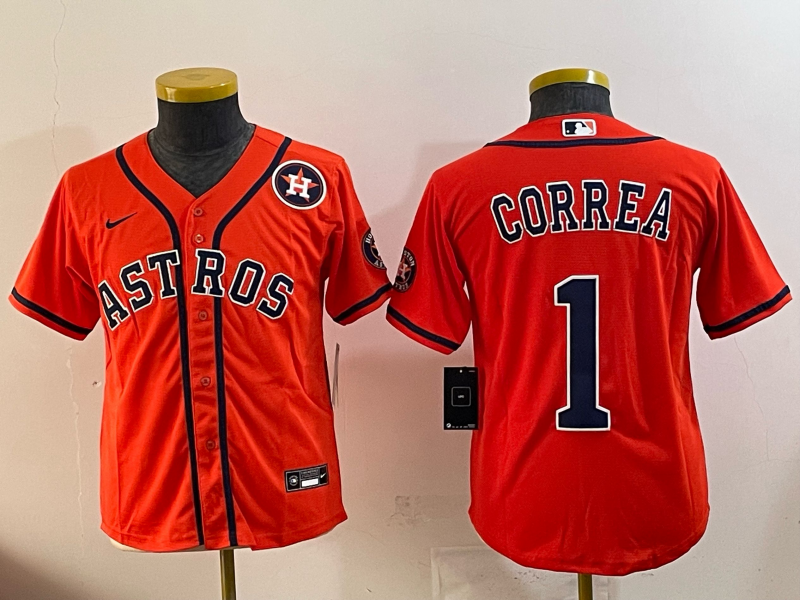 Women Houston Astros #1 Correa orange 2025 Nike MLB Jersey 009->women mlb jersey->Women Jersey